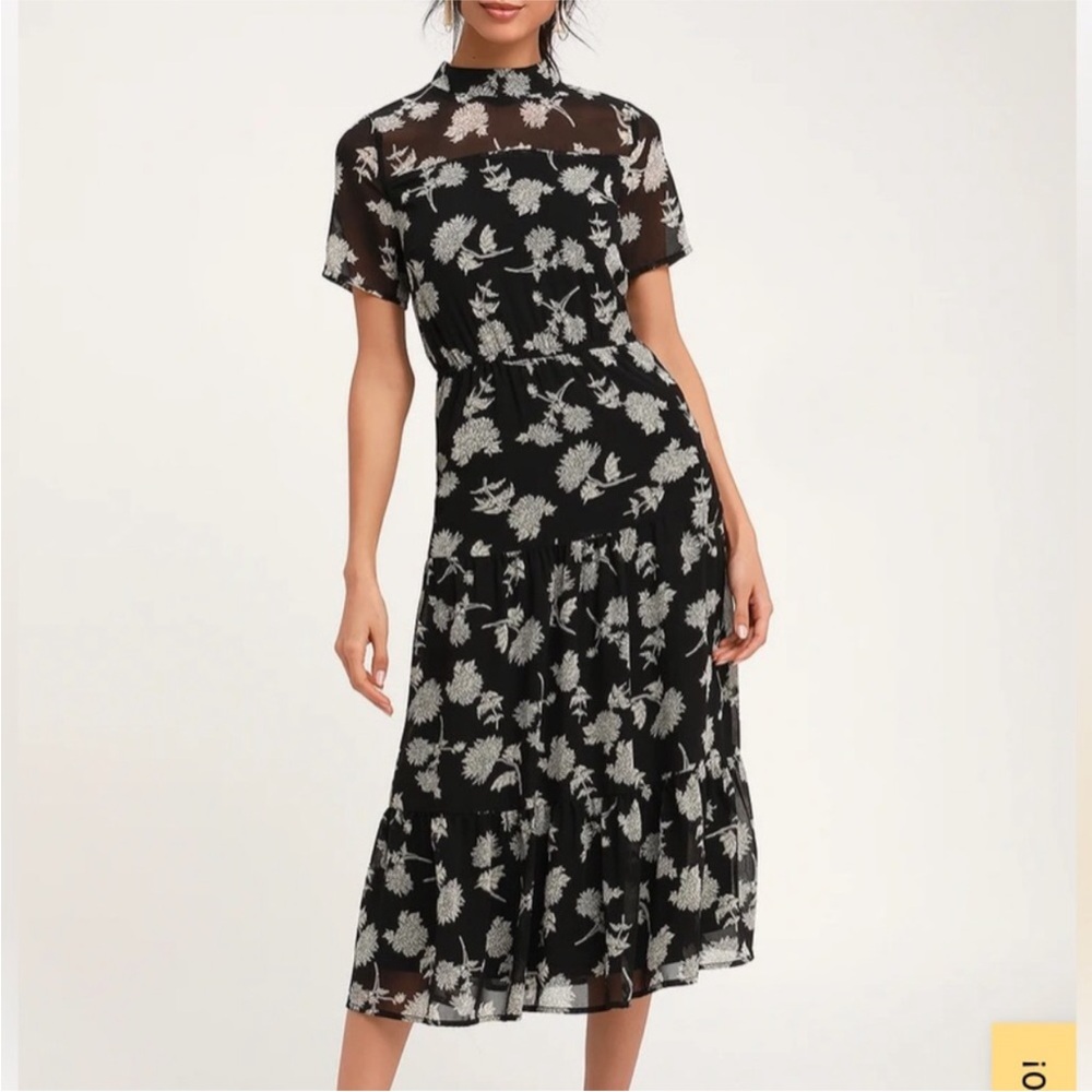 Lulus Floral Dressed Up Black Floral Print Midi Dress - Picture 3 of 16